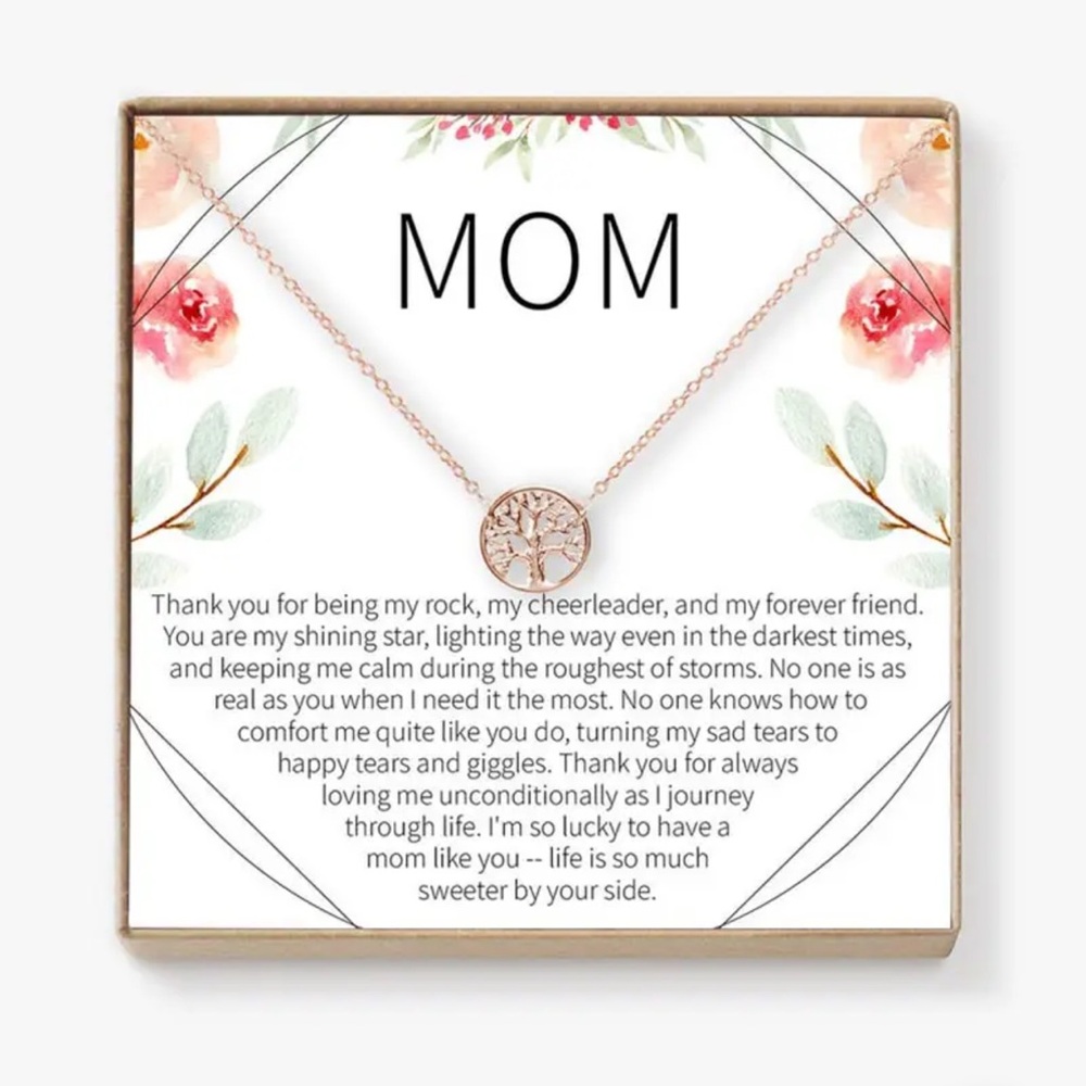 Mom Necklace With Blessing Card Rose Gold Color  Jewelery